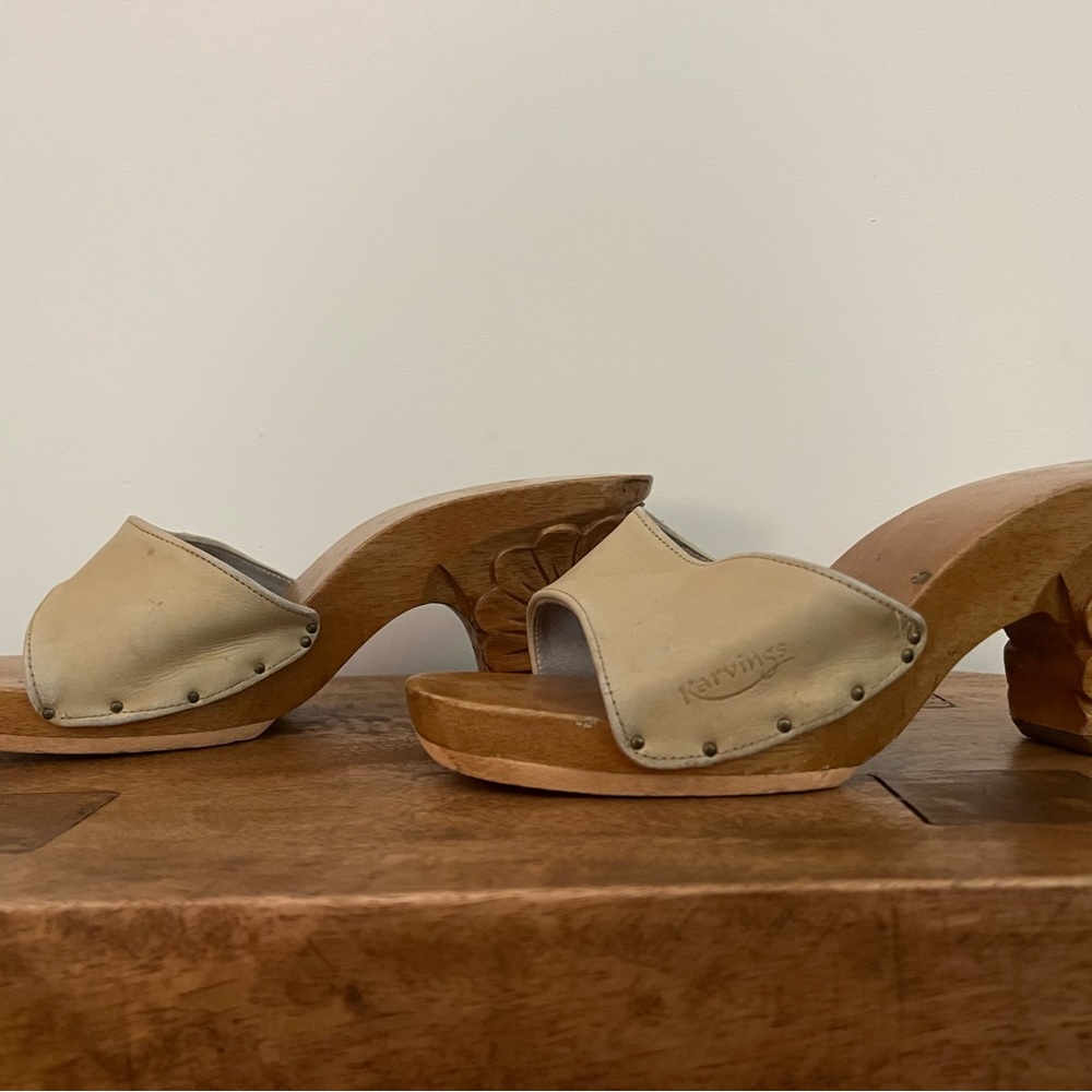 Vintage hand-woodworked wedged heels